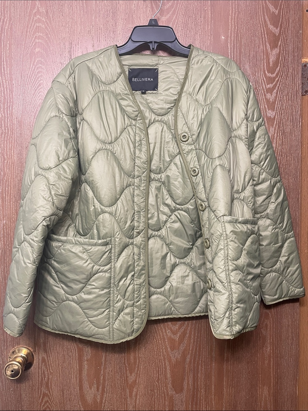 Bellivera Olive Green Quilted Puffer Jacket